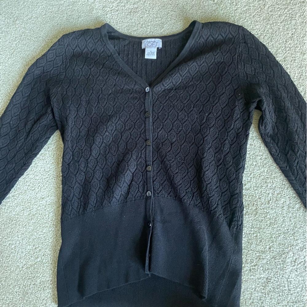 Black Textured Button Up Sweater